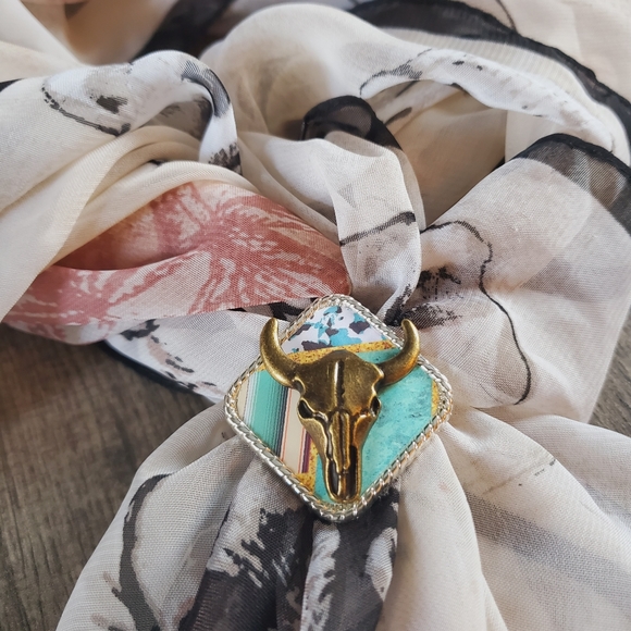 Unique scarf slide, longhorn western scarf slide bling concho, wild rag slides - Picture 4 of 4